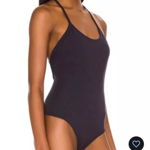 Agolde Dhalia Scoop Cross Back Cami Bodysuit /shadow Women's Size XL - Picture 3 of 6